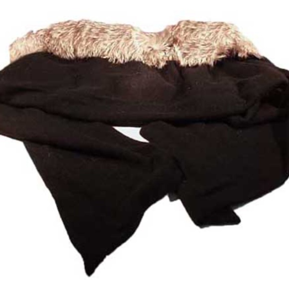 SILVER FOX TRIM HOODED SCARF 40% ANGORA 20% WOOL, TAG ON, BLACK, ONE SIZE, LONG - Picture 1 of 6